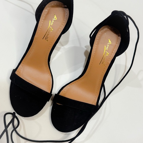 Anne Michelle black open toe lace up tassel heels ❤️ - Picture 4 of 8